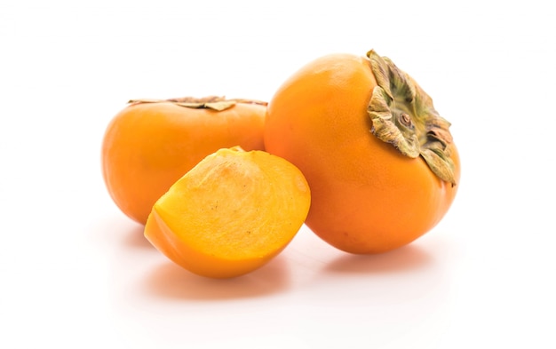 fresh persimmon on white background