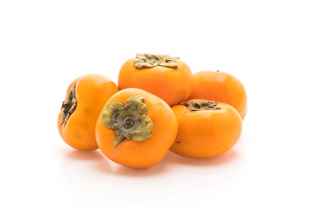 fresh persimmon on white background