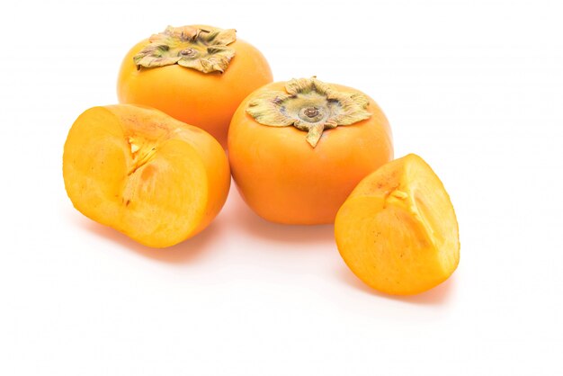 fresh persimmon on white background