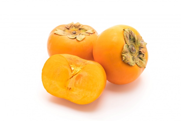 fresh persimmon on white background