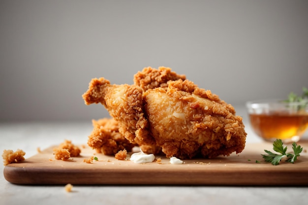 Fresh piece of crispy fried chicken Fast food white background Generative AI