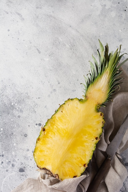 Fresh pineapple cut creative flat lay