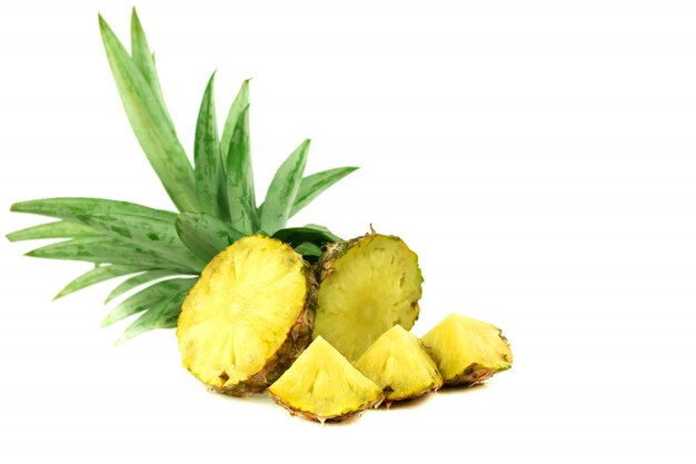 Fresh pineapple Cut half isolated