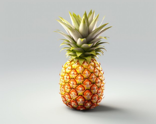 Fresh Pineapple fruit flying in isolated white background studio shot