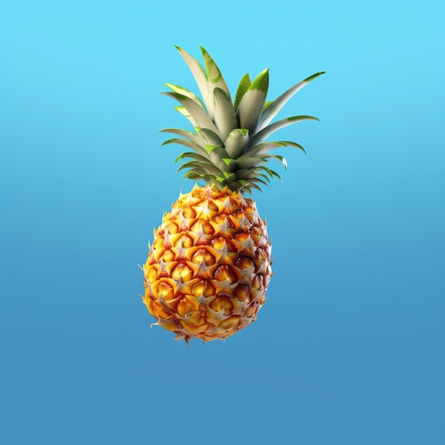 Fresh Pineapple fruit flying in studio background restaurant and garden background