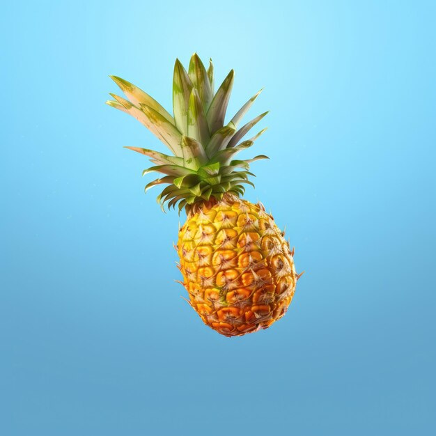 Fresh Pineapple fruit flying in studio background restaurant and garden background