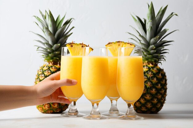 fresh Pineapple juice on white background Pineapple juice image photography
