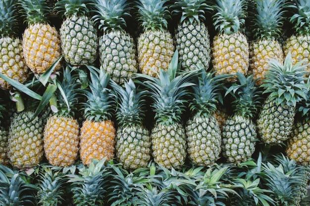 Fresh pineapple for sale in the market.