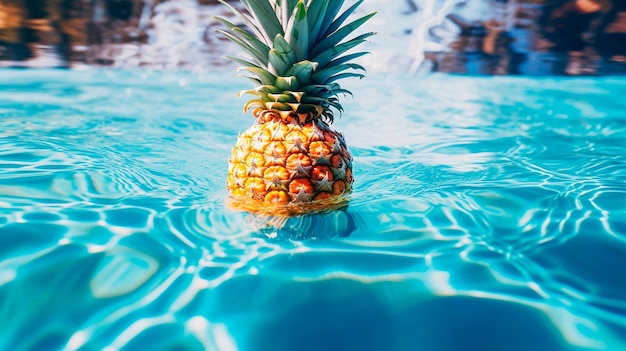 fresh pineapple in water