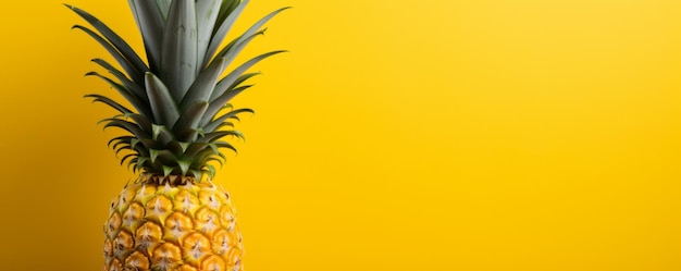 Fresh pineapple on a yellow background Generative AI