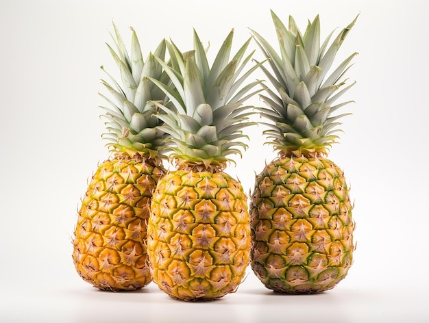 Fresh Pineapples on White Background HighQuality