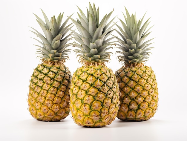 Fresh Pineapples on White Background