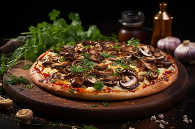 Foto pizza fresca con funghi ar c