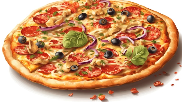 Fresh pizza with tomatoes and cheese Generative ai