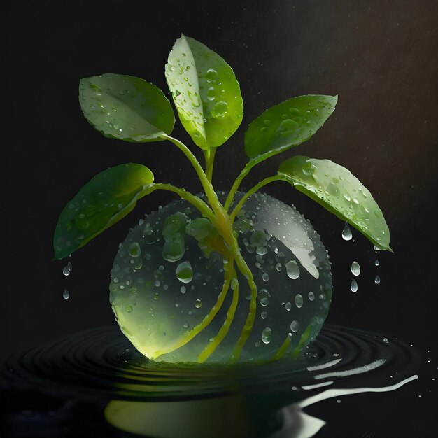 Photo fresh plant with water drop