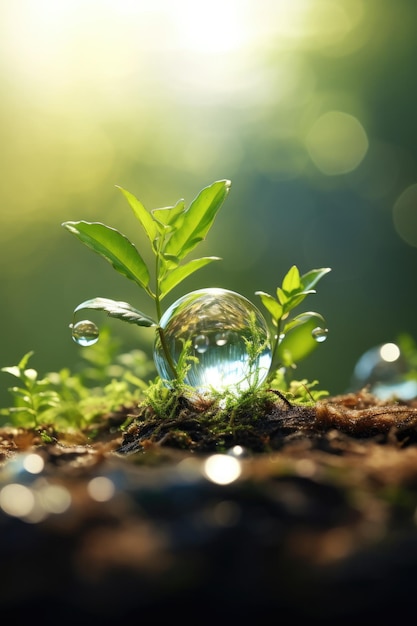 fresh plant with water drop