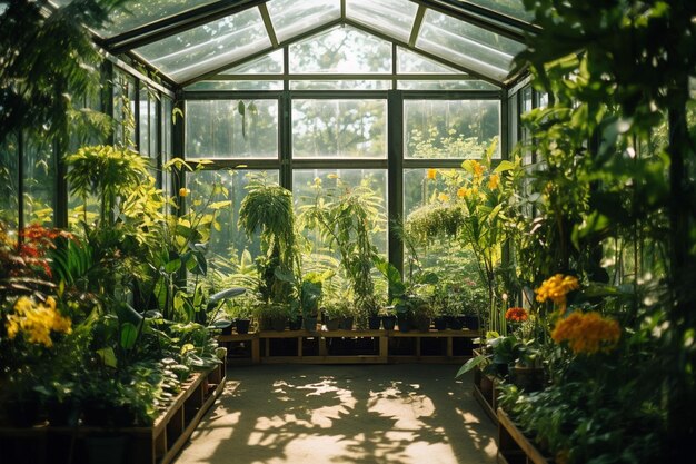 Fresh plants growing in the greenhouse