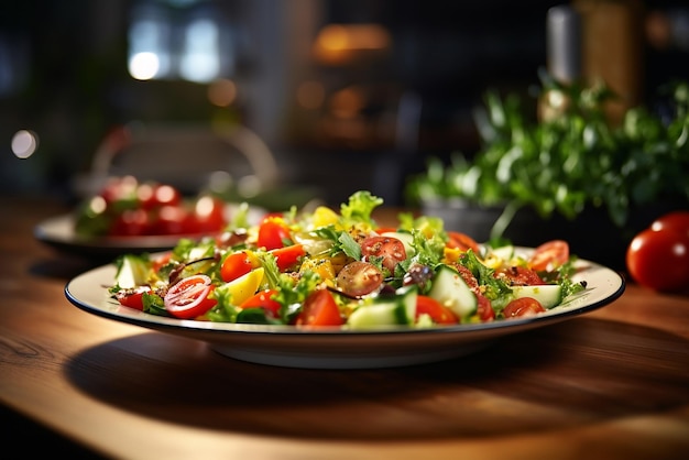 A fresh plate of salad waiting to be eaten