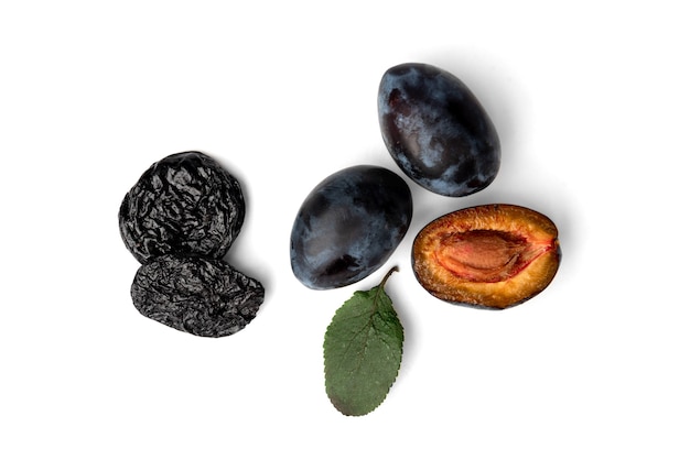 Fresh plum and prune isolated