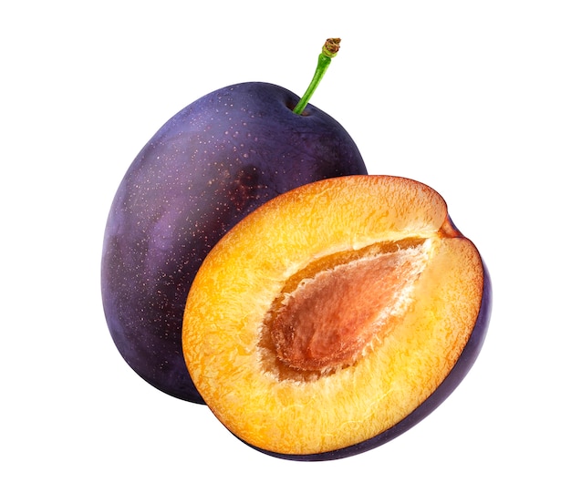 Fresh plums fruits isolated