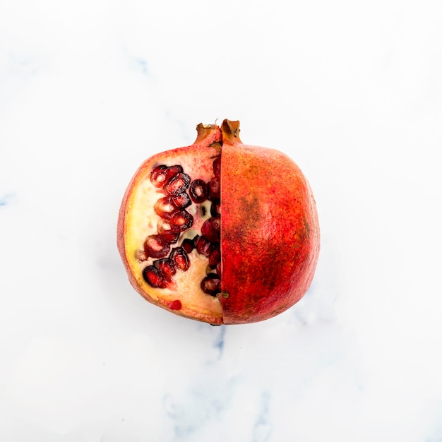 Fresh pomegranate fruit top view