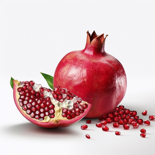 Photo fresh pomegranate fruit on white plain background