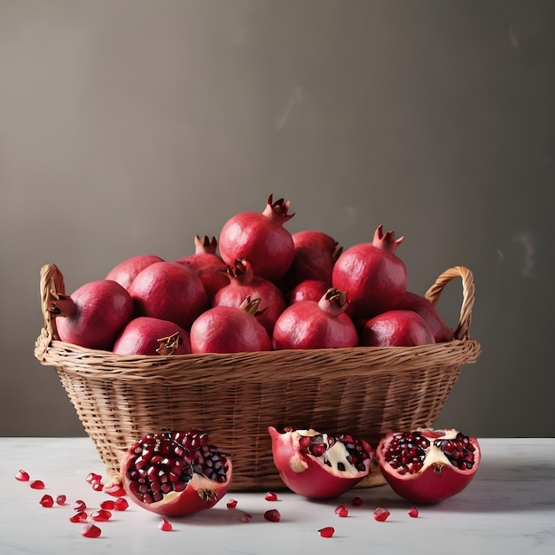 Fresh pomegranate full basket