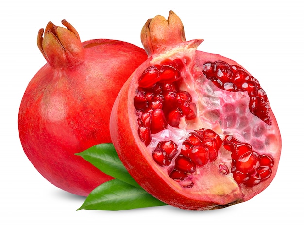 Fresh pomegranate isolated on white clipping path