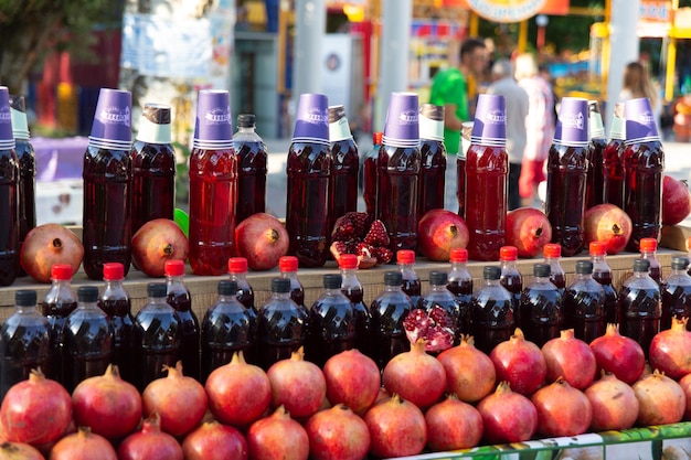 Fresh pomegranates on the street market