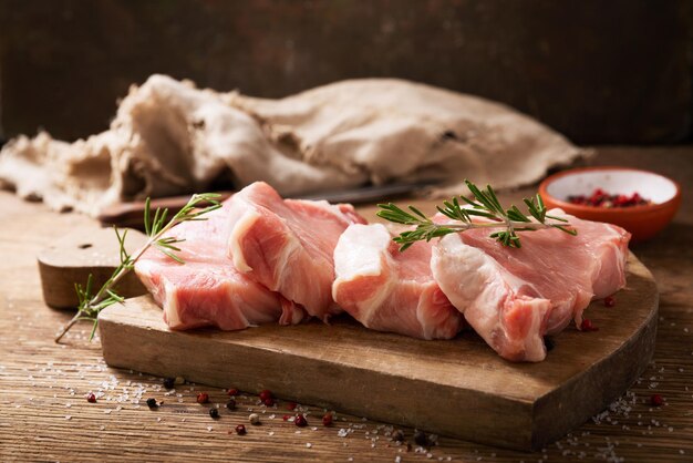 Fresh pork chops with rosemary and spices