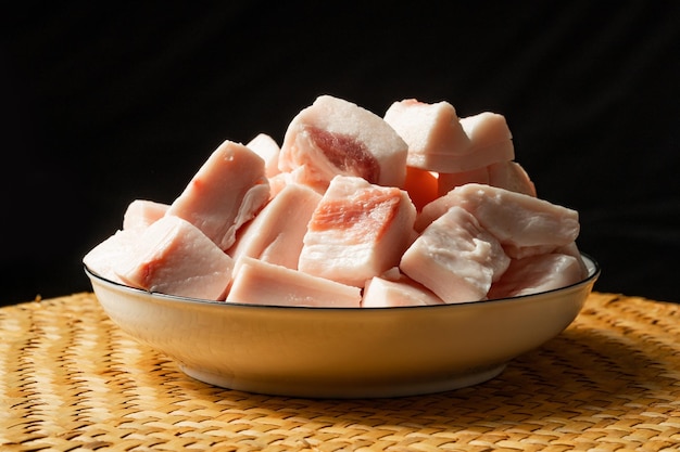 Fresh pork suet on chopping board