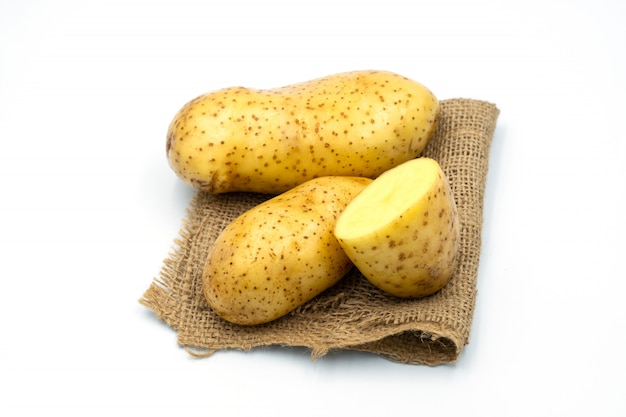 fresh potato on white