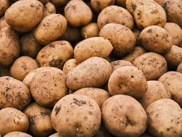 Fresh potatoes in the market