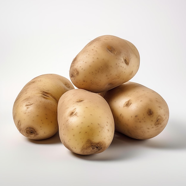 Fresh Potatoes on White Background