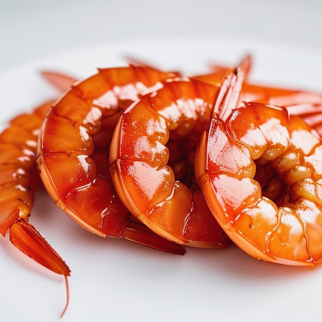 Fresh prawns piled isolated on white background