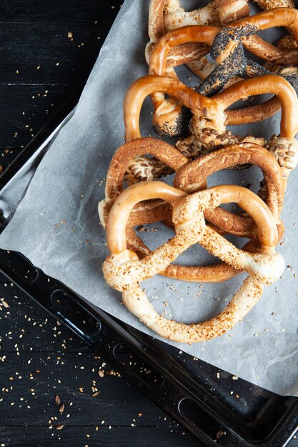 Fresh prepared homemade soft pretzels