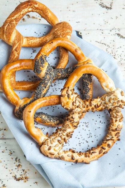 Fresh prepared homemade soft pretzels