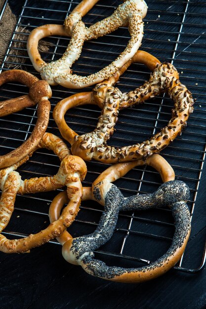 Fresh prepared homemade soft pretzels