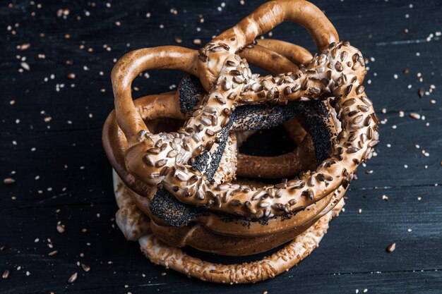 Fresh prepared homemade soft pretzels