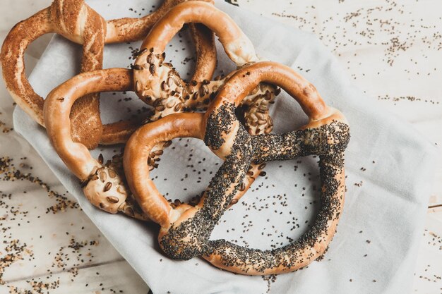 Fresh prepared homemade soft pretzels