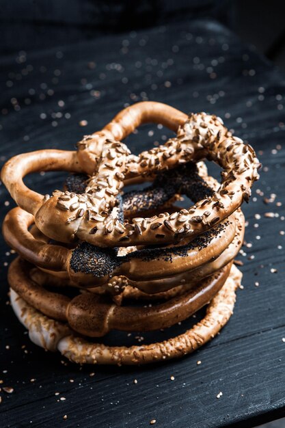 Fresh prepared homemade soft pretzels