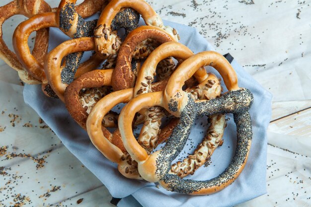 Fresh prepared homemade soft pretzels