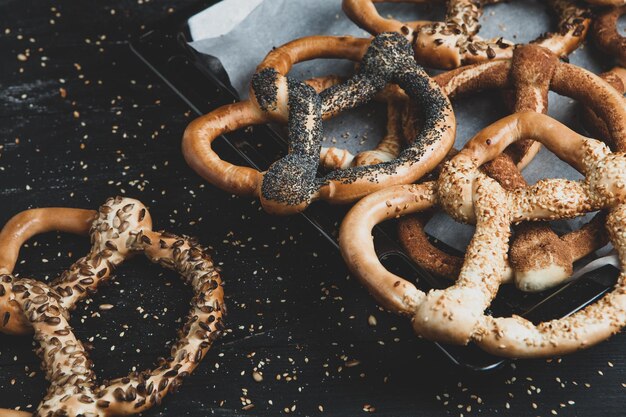 Fresh prepared homemade soft pretzels