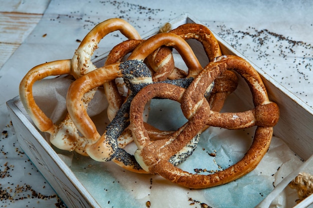 Fresh prepared homemade soft pretzels