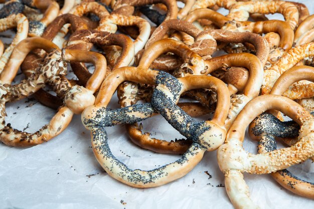 Fresh prepared homemade soft pretzels