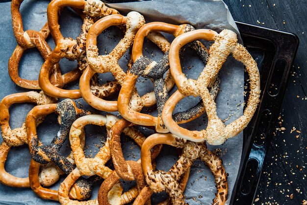 Fresh prepared homemade soft pretzels