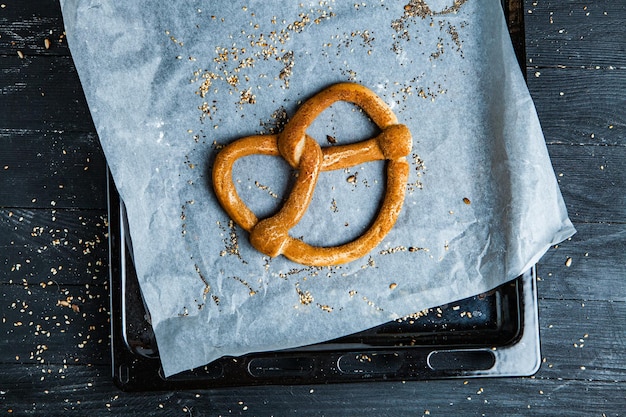 Fresh prepared homemade soft pretzels