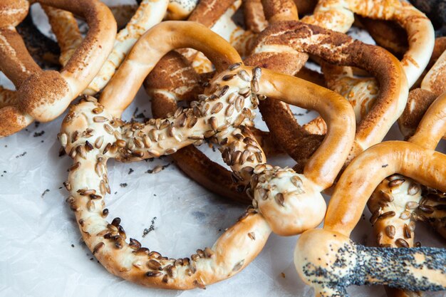 Fresh prepared homemade soft pretzels