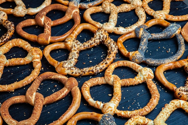 Fresh prepared homemade soft pretzels.