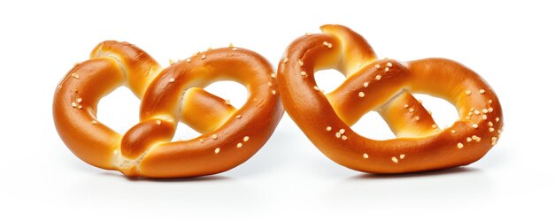 Fresh pretzels on the white background Generative AI